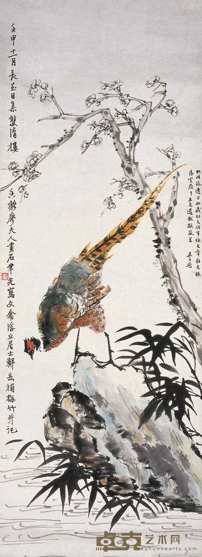 何香凝等 壬申(1933)年作 花鸟 立轴 115×41.5cm